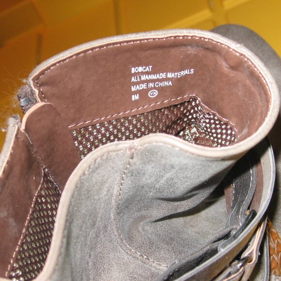 Payless Puma Gray Strappy Studded Ankle Boots Women's Size 8 - Picture 6 of 6